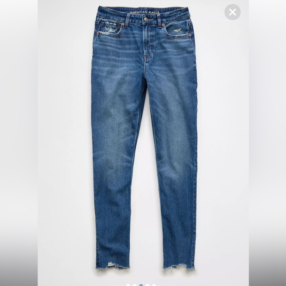 AE American Eagle Strigid Mom Jean Deep Sea Blue Women’s Size 4 Regular - Picture 3 of 4